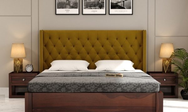 Upholstered king bed with storage